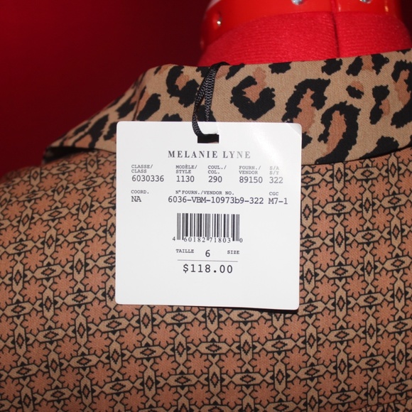 Button-Down Geometric Print Blouse with Cheetah Detailing - Picture 6 of 9